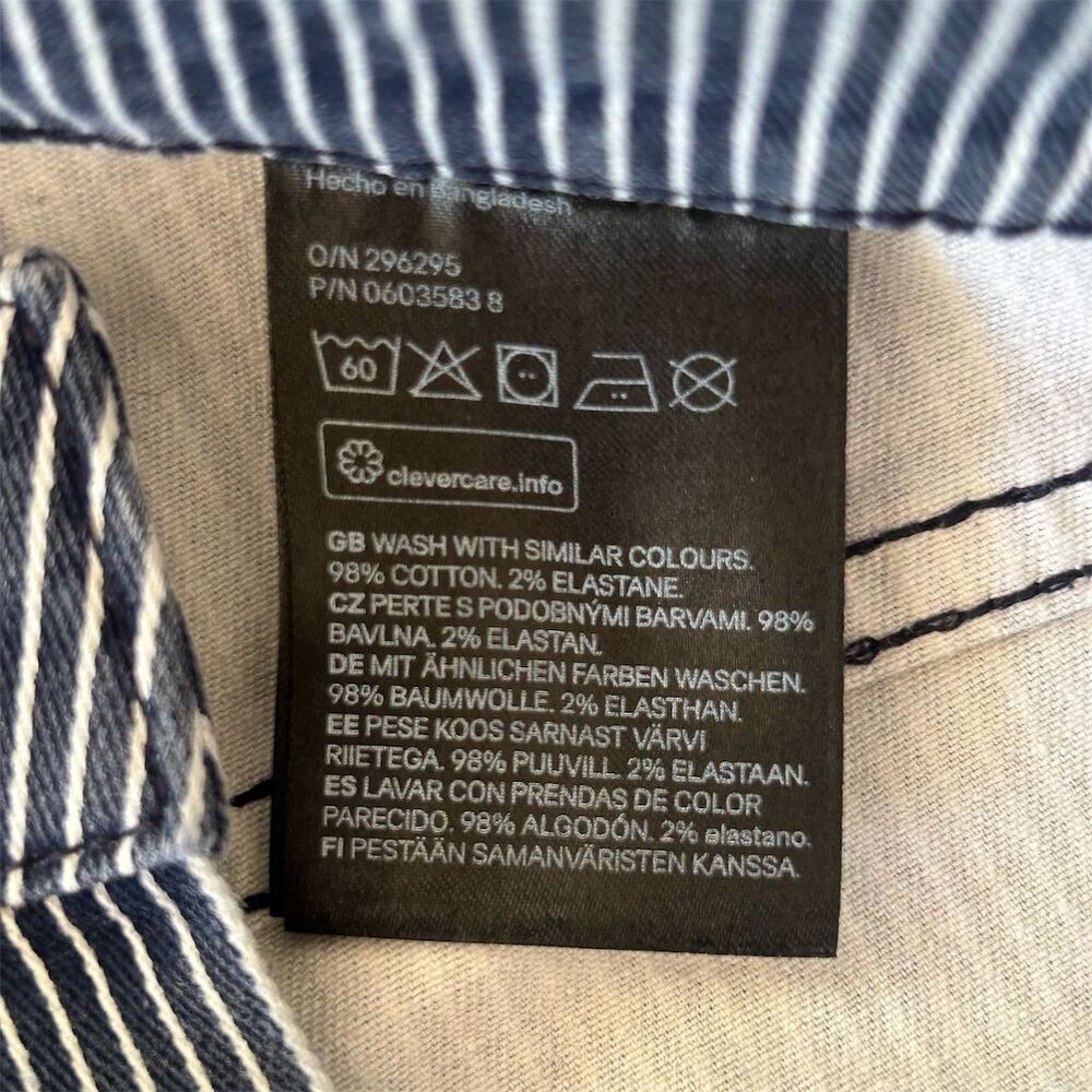 H&M Women's Size 4 Blue & White Striped Denim Cut-Off Shorts - Picture 4 of 6